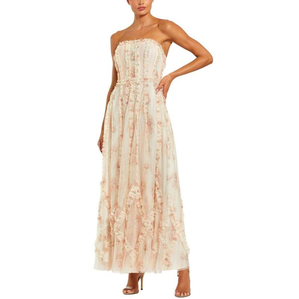 Mac Duggal Womens Ruffle Gown, Ivory